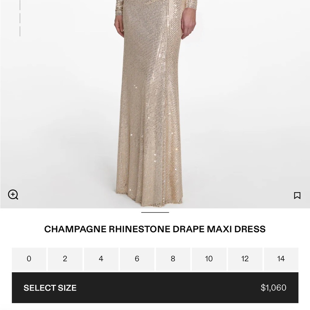 SELF PORTRAIT CHAMPAGNE RHINESTONE DRAPE MAXI DRESS SIZE US4. UK8. - Picture 10 of 11